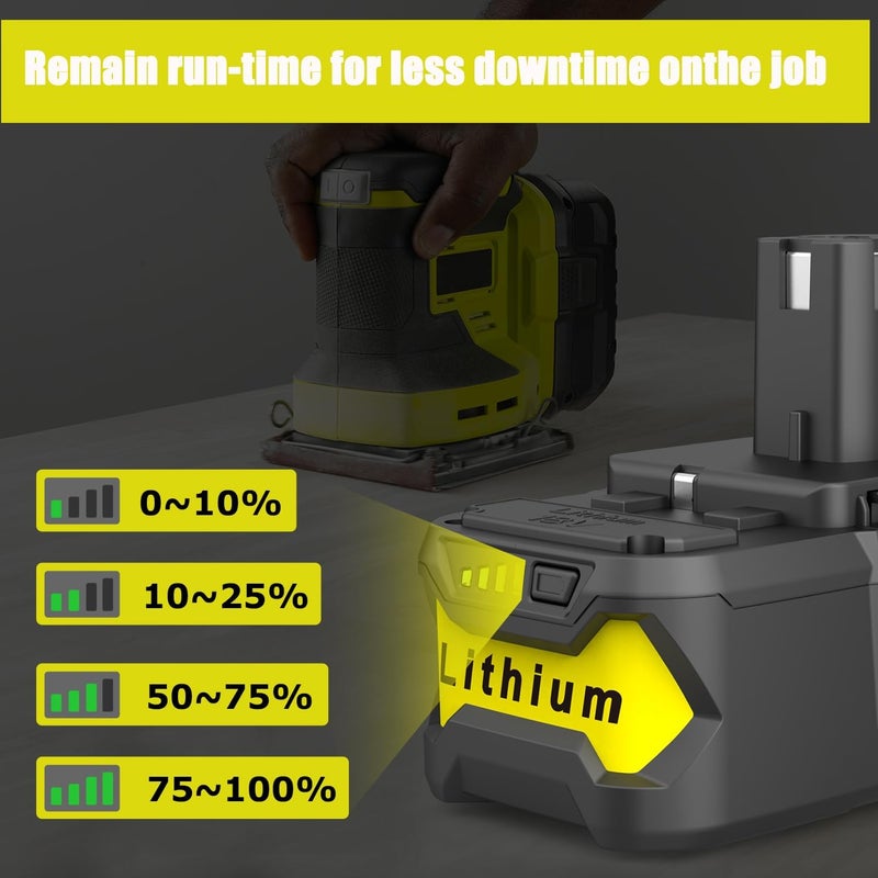 Powilling Upgraded 8.0Ah 2Packs P108 Replacement for Ryobi 18V Battery, 18 Volt Lithium ion Batteries for Ryobi One 18V Cordless Tools P108 P107 P105 P104 P103 P102 - Image 4